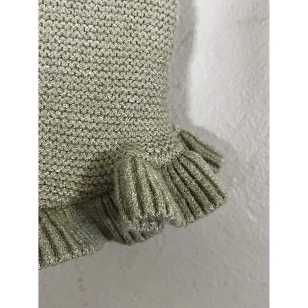 Retro Knit Sweater Romper 12M Green Boho Indie Folk Neutral Minimalist Chic Arts
